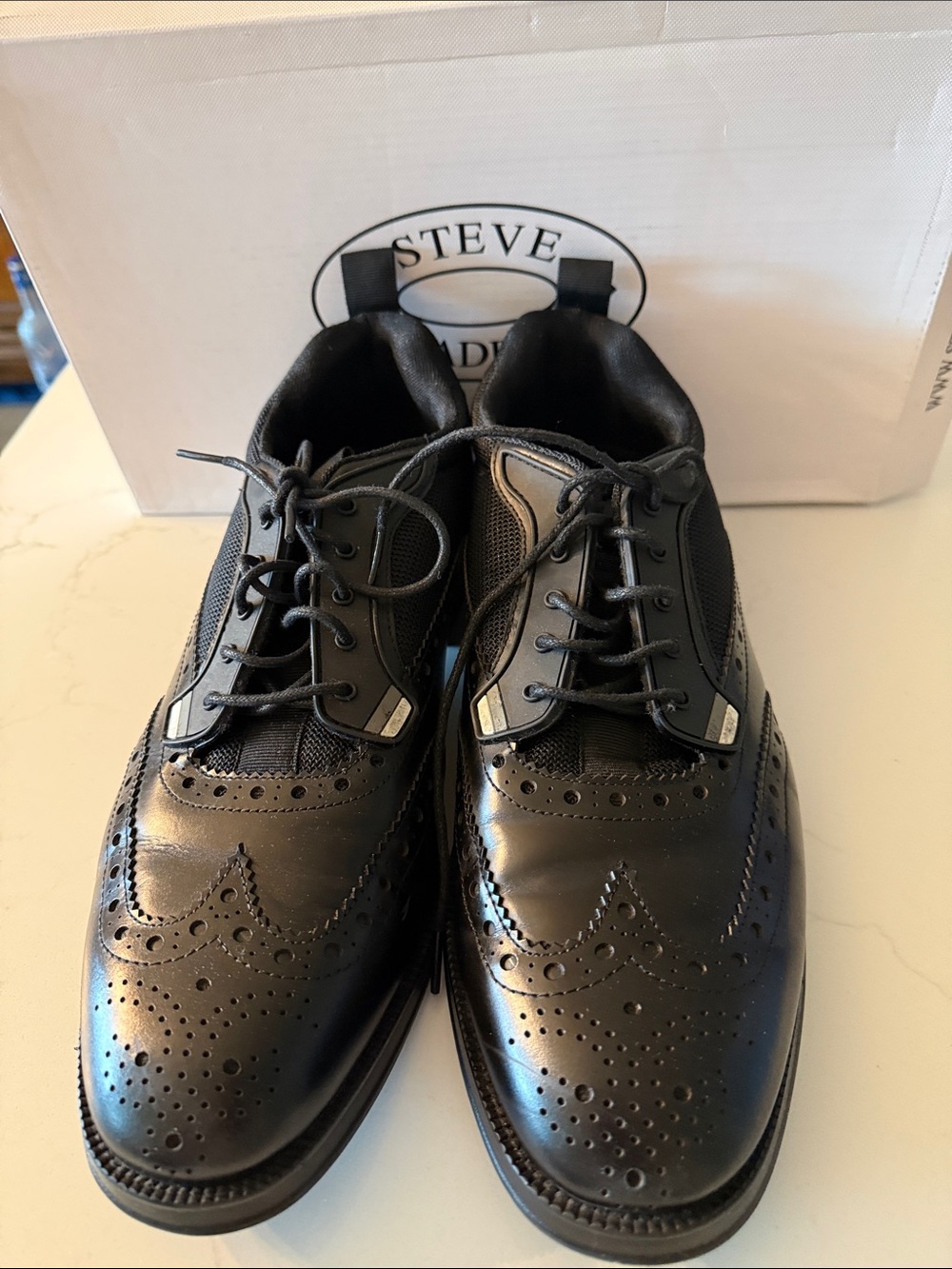 Steve Madden Black Brogue Lace-Up Oxfords
